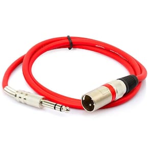 Cabo P10 Para Xlr Macho Vermelho Estereo - 3 Metros