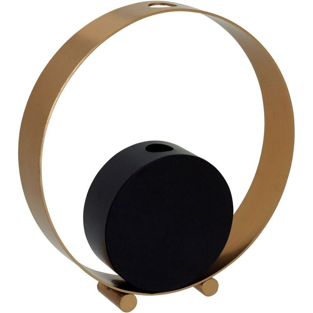 Vaso Decorativo Enfeite Casa Metal 26x25x5cm Dourado