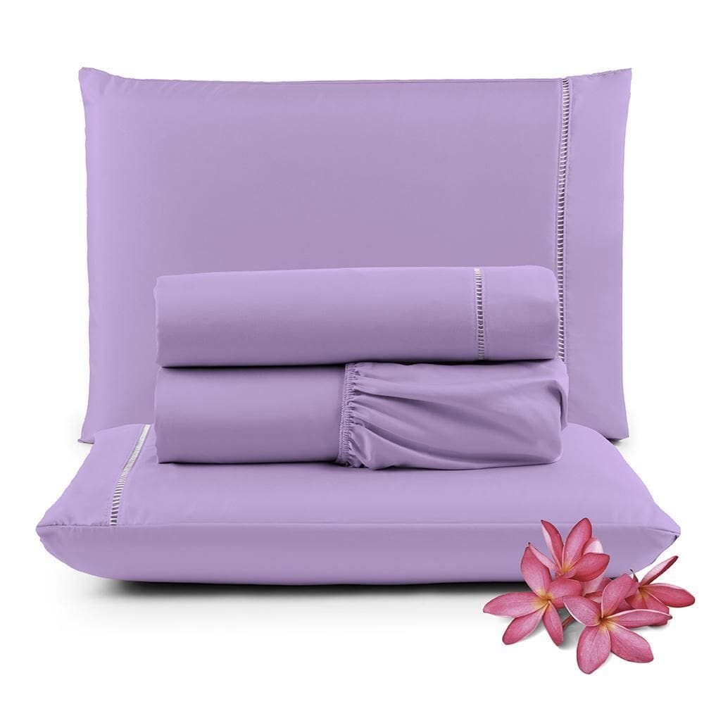 Jogo Lençol Micropercal 400 Fios Queen 4 Peças Lilás