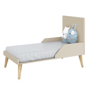 Jogo de Quarto Infantil Theo Guarda Roupa 3 Portas e Berço com Pés Madeira Natural - Reller Móveis