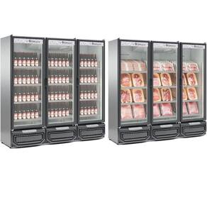 Expositor Vertical 3 Portas De Vidro Gcbc1450 Gelopar Refrigerador 1468 Litros Inox 110v