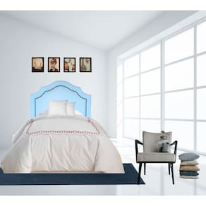 Cabeceira Provençal Deluxe Solteiro Corino Azul Bebê Tachas