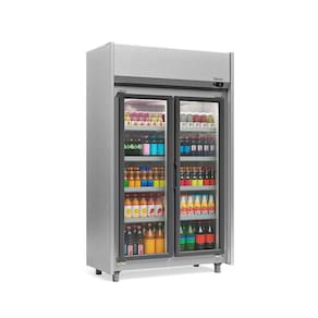 Expositor 2 Portas Geas2p Gelopar Auto Serviço Tipo Inox 4 Prateleiras 220v