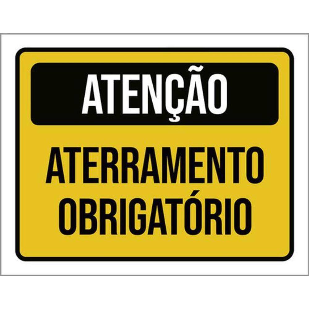 Kit 5 Placas Atenção Aterramento Obrigatório 36X46