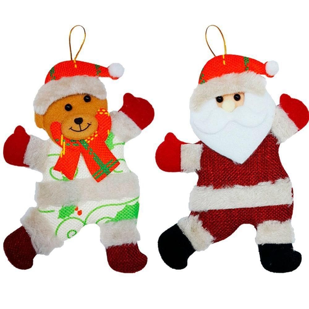 Kit 10 Enfeites árvore De Natal Papai Noel E Urso Natalino