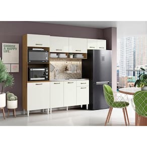 Cozinha Compacta + Balcão sem Tampo para Pia Atenas Atacama Off White - Aramóveis