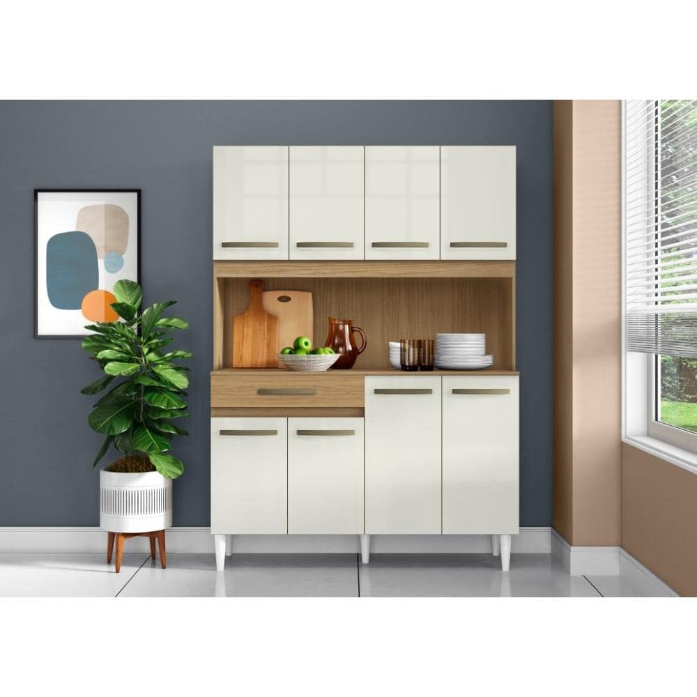 Armário Cozinha Compacta Cleo 8 Portas 1 Gaveta Atacama Off White - Aramóveis