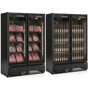 Expositor Vertical Linha Carbono 2 Portas Gcbc950cb Gelopar Refrigerador 957 Litros All Black 220v