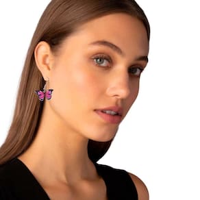 Kit Brincos Colar Femininos Borboletas Rosa Colar Pérola