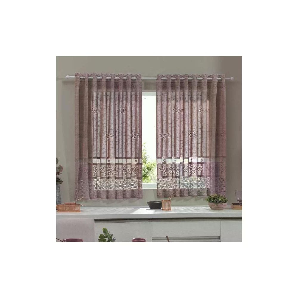 Cortina para Cozinha Donna 280x130 cm Renda Color Rose