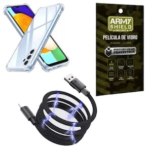 Capinha para Galaxy M35 + Cabo Tipo-C Magnético + Película 3D - Armyshield