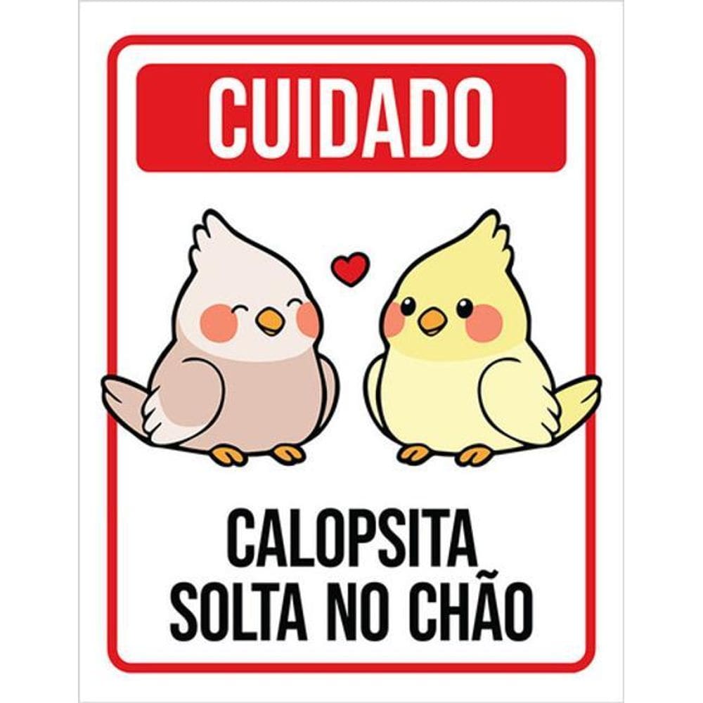 Kit 5 Placas Decorativa Aviso Calopsita Solta No Chão 36X46