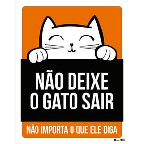 Kit 5 Placas Não Deixe Gato Sair Laranja 36X46
