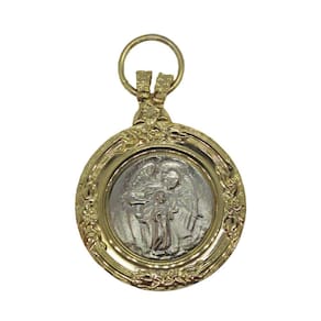 Medalhão De Berço Anjo Da Guarda Dourado/Prateado