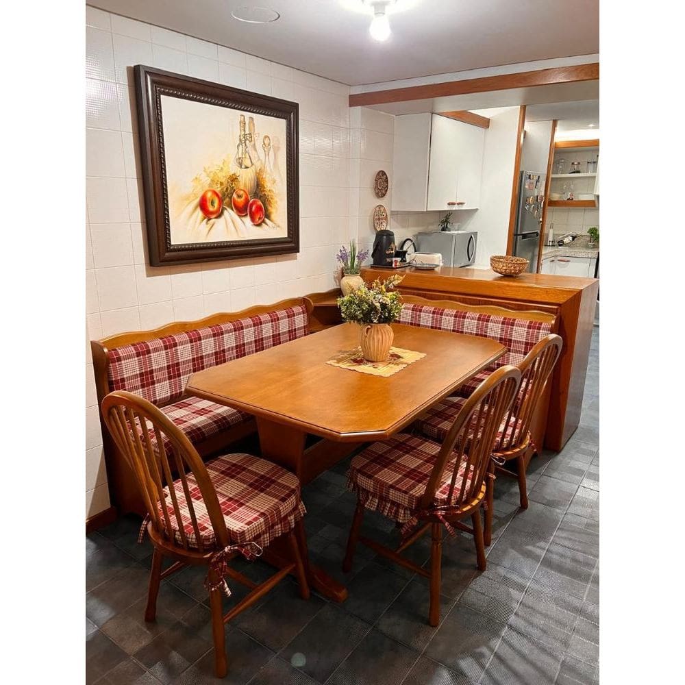 Conjunto Banco De Canto Alemão 1,30 x 1,30 (03 Cadeiras) (Mesa 1,00 x 90) - Móveis de Gramado