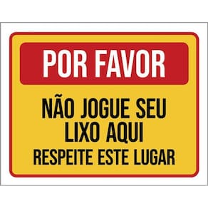 Kit 5 Placas De Por Favor Não Jogue Lixo 36X46