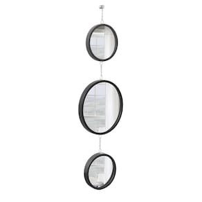Espelho Decorativo Triplo Preto Alça Corrente 20 Cm 30 Cm 20