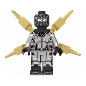 Boneco Blocos De Montar Aranha Traje Negro Teia Dourada