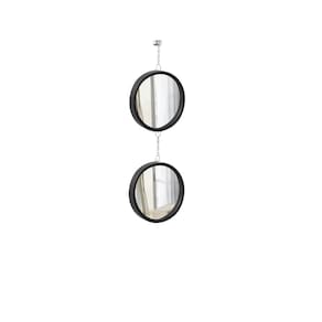 Espelho Decorativo Duplo Preto Alça Corrente 20 Cm E 20 Cm Redondo