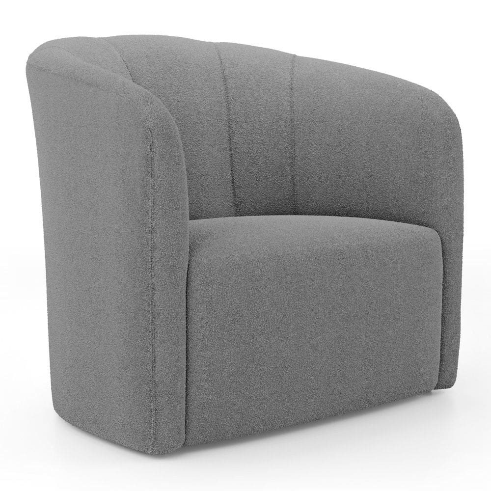 Poltrona Decorativa Living Abby Bouclê Cinza Escuro - Desk Design