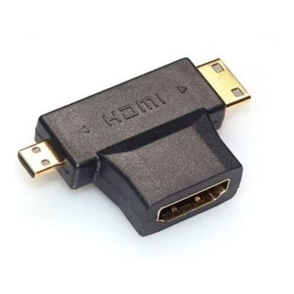 3 Em 1 Hdmi Fêmea Para Mini Hdmi Macho E Micro Hdmi Macho