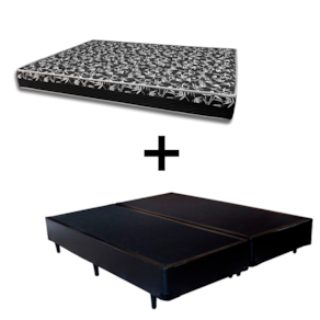 Cama Box Casal 138 Bipartido Tecido Sintético Preto Com Colchão Belize Bello Box - D33 Preto 57x138x188