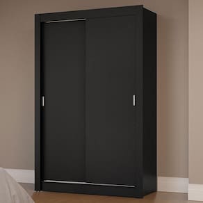 Guarda-Roupa Solteiro 2 Portas de Correr Preto Milano Madesa
