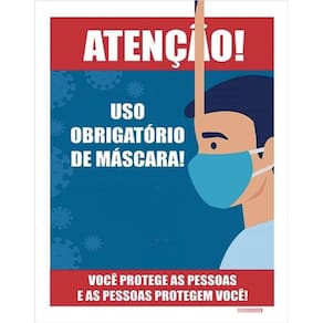 Kit 5 Placas Atenção Uso Obrigatório De Máscara 36X46