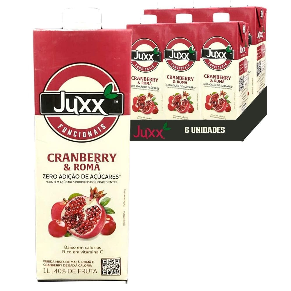 Suco De Cranberry & Romã Juxx 40% Suco 1L 6 Unidades