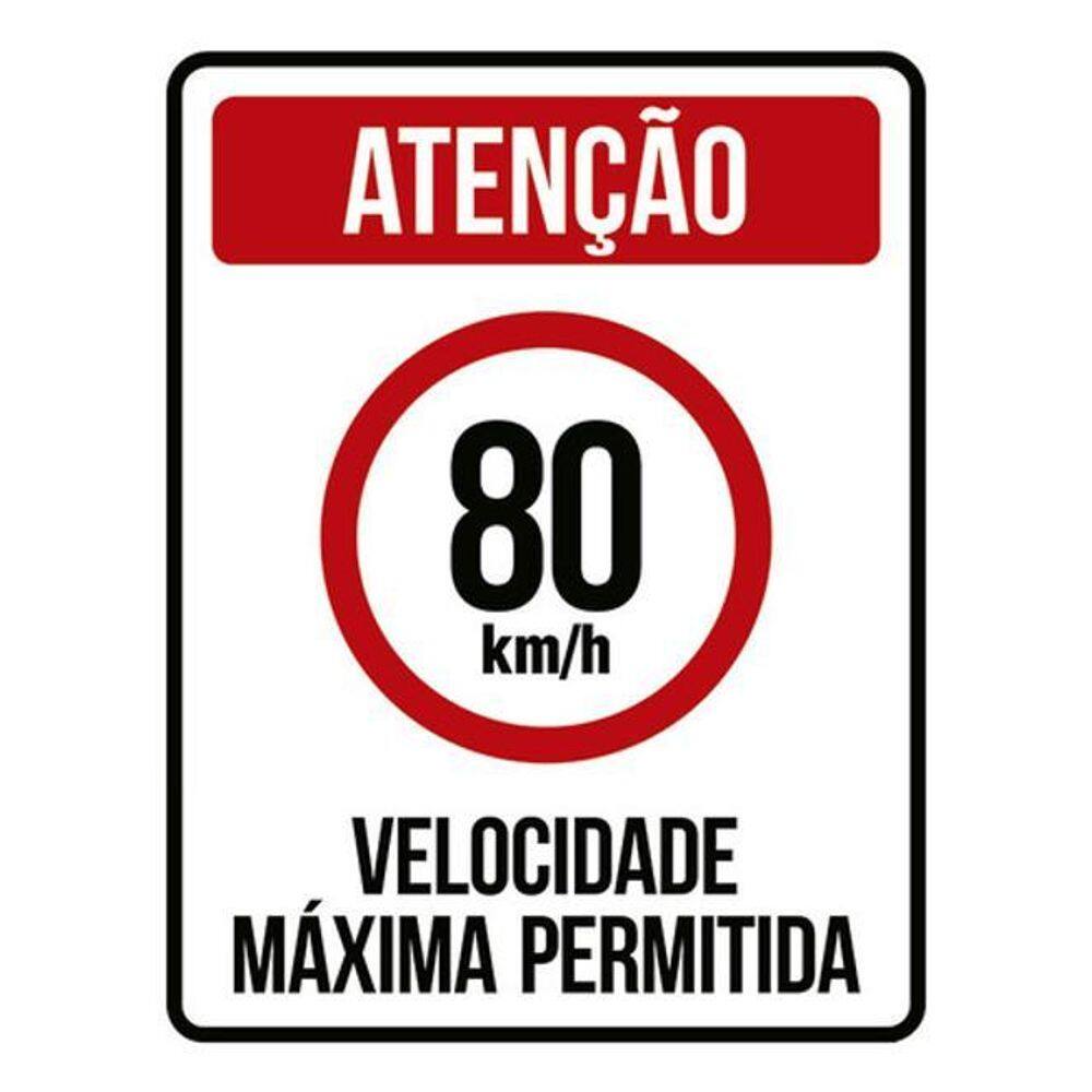 Kit 5 Placas Velocidade Máxima 80Km Máximo 36X46