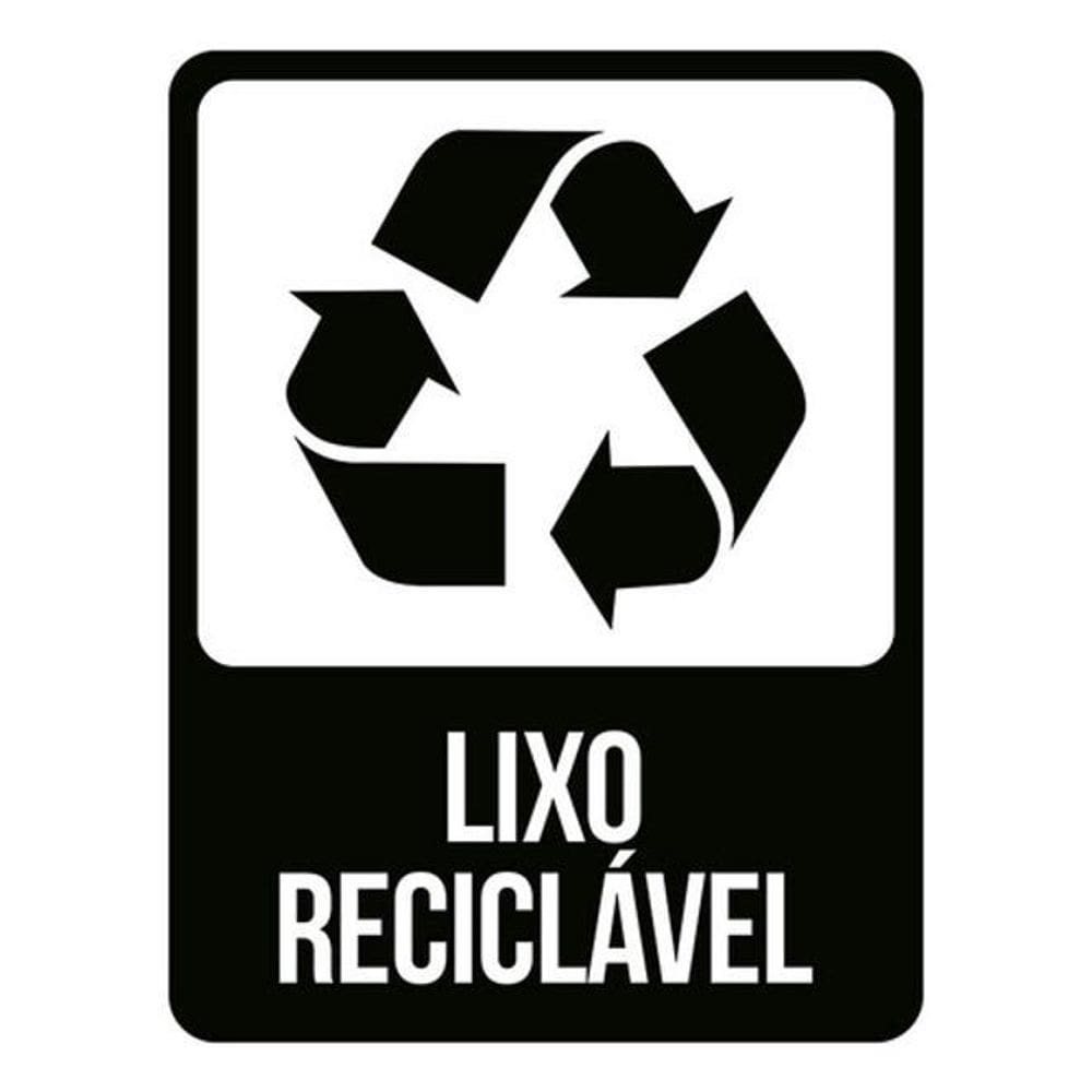 Kit 5 Placas Lixo Reciclável Preta 36X46