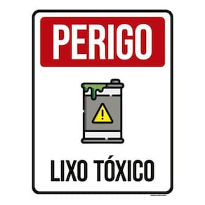 Kit 5 Placas Perigo Lixo Tóxico Desenho 36X46