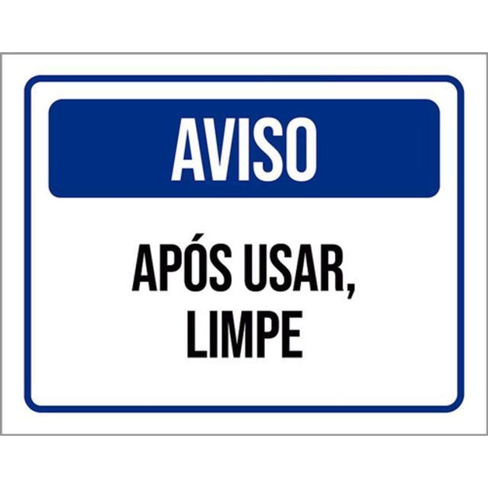 Kit 5 Placas Aviso Após Usar Limpe Azul 36X46