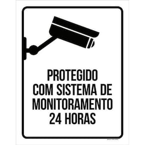 Kit 5 Placas Protegido Sistema Monitoramento 24 Horas 36X46