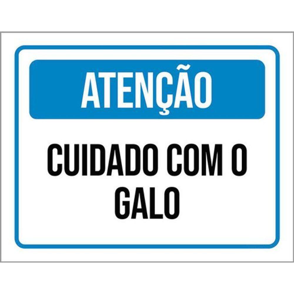 Kit 5 Placas De Atenção Cuidado Com O Galo 36X46