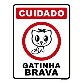 Kit 5 Placas Cuidado Gatinha Brava Fofa 36X46