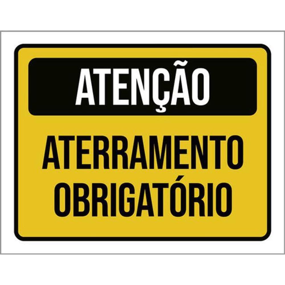 Kit 5 Placas Atenção Aterramento Obrigatório 36X46