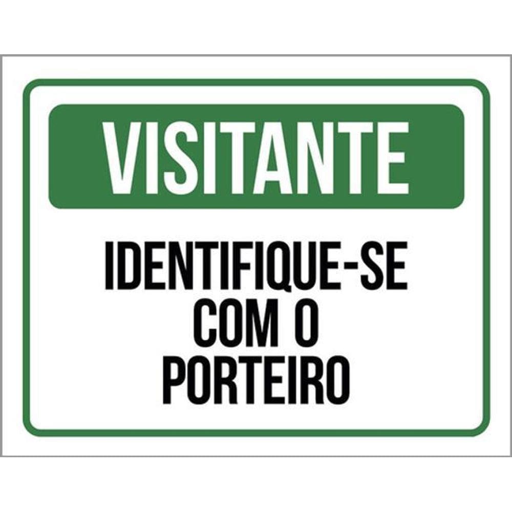Kit 5 Placas Visitante Identifique-Se Porteiro 36X46