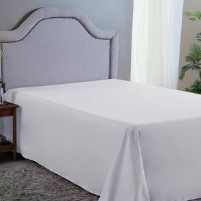 Lençol Queen Sem Elástico 400 Fios Branca 2,5m x 2,2m