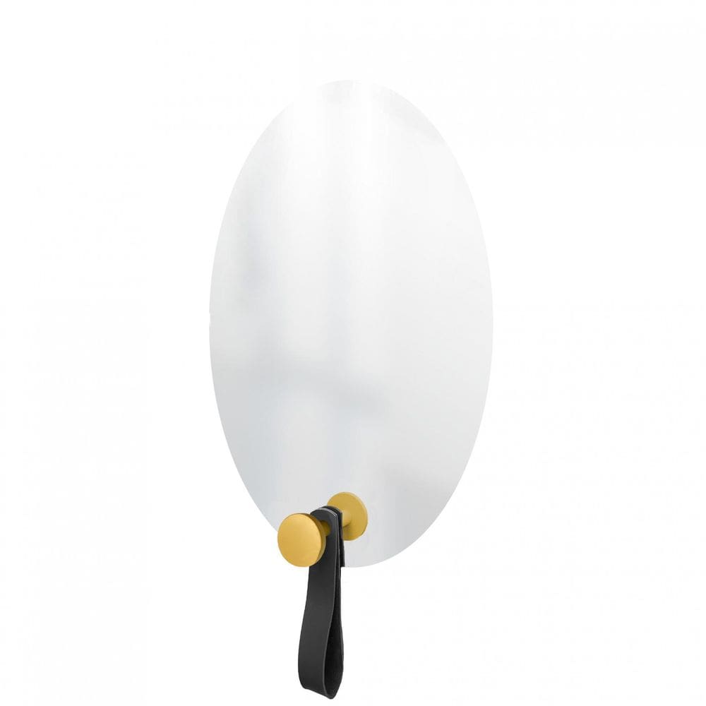 Espelho Funcional Hook Amarelo Com Corino Preto 60X40Cm Oval