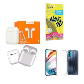 Kit Fone Sem Fio + Capinha Motorola G60 + Película 9D