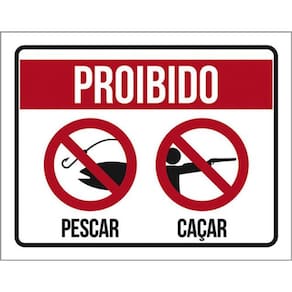 Kit 5 Placas Proibido Pescar Caçar Ícone 36X46