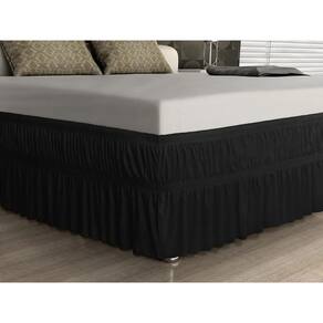 Saia Para Cama Box Solteiro Preto Elástico Duplo