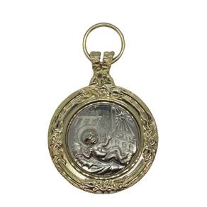 Medalhão De Berço Anjo Da Guarda Jesus Dourado/Prateado