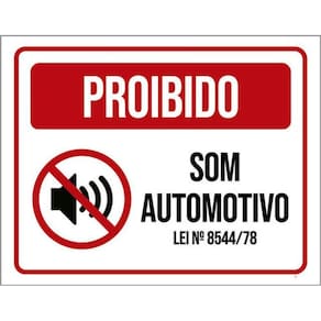 Kit 5 Placas Proibido Som Automativo Lei 36X46