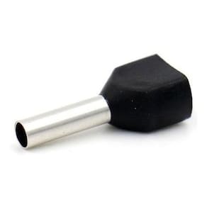 Kit 1000Pç Terminal Elétrico Ilhós Tubular Duplo 1,5Mm Preto