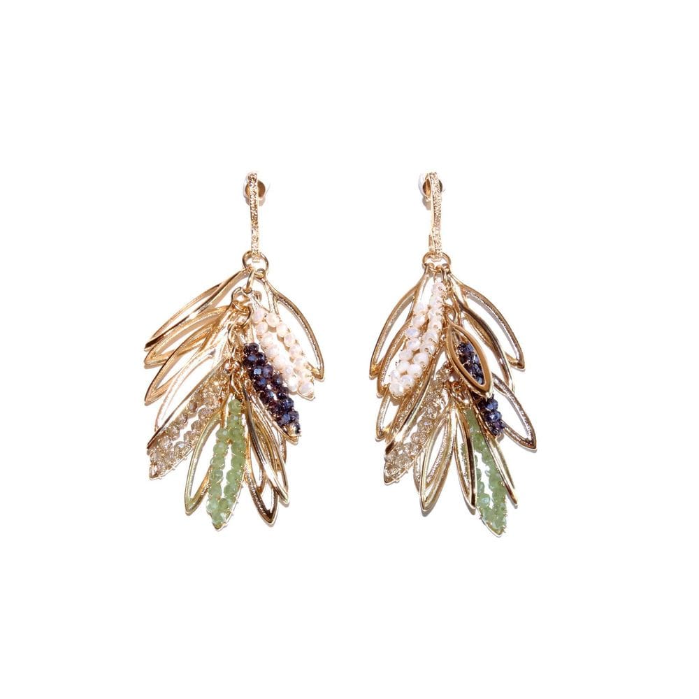 Brinco Cachos De Pedras Folheado A Ouro