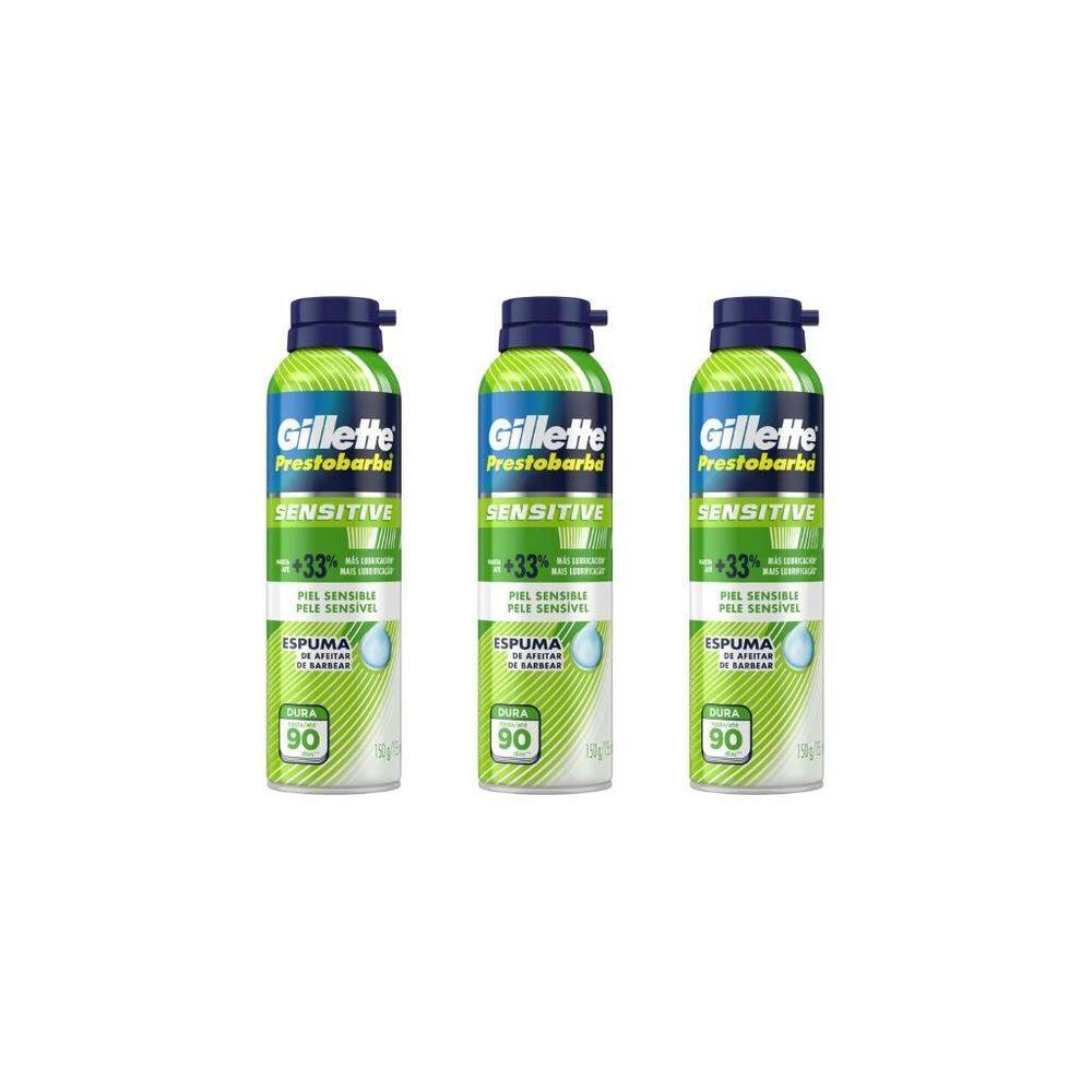 Espuma De Barbear Gillette Prestobarba 150G Sensivel-Kit 3Un