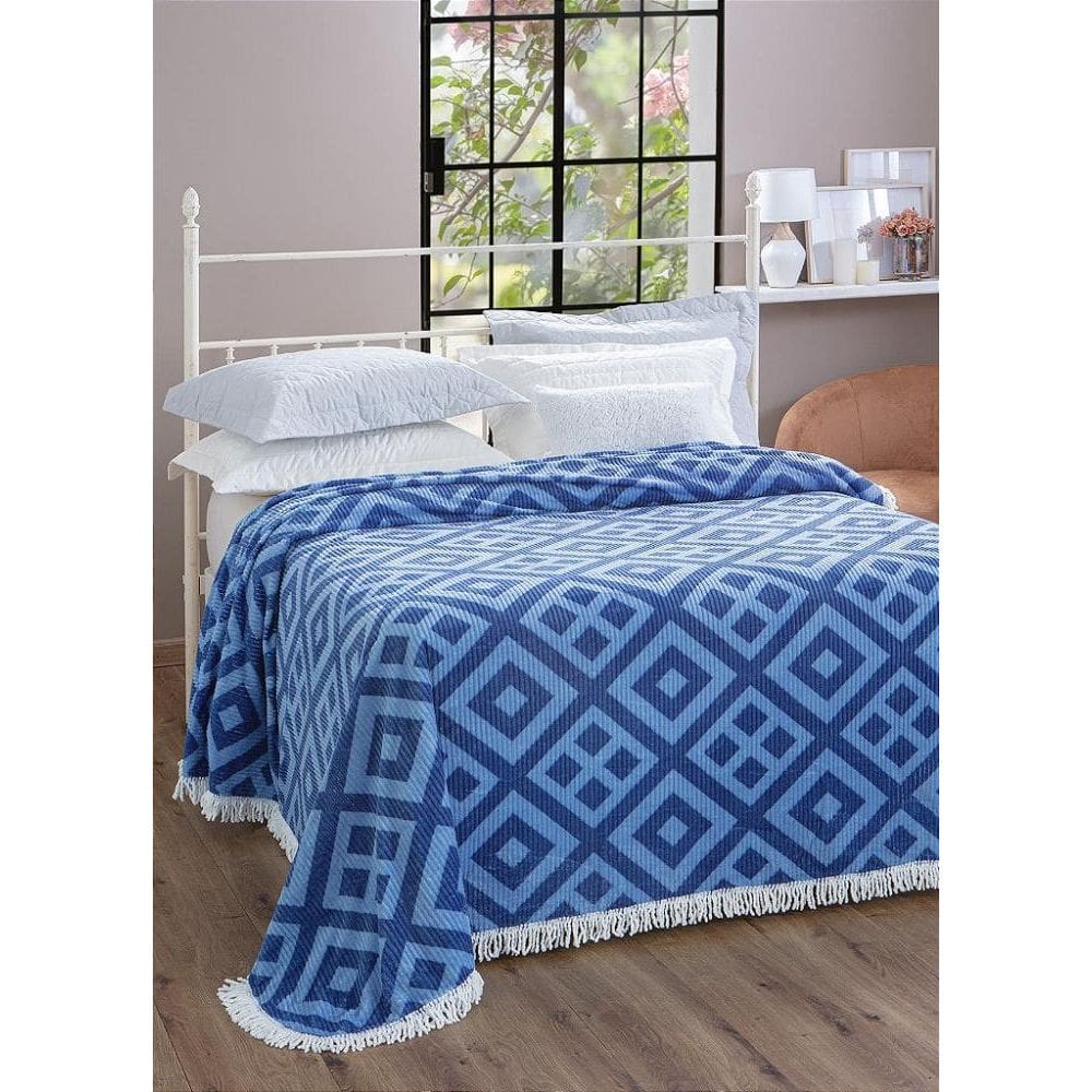 Colcha Casal Chenille Gabriela Azul Jolitex