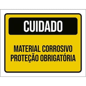Kit 3 Placas Cuidado Material Corrosivo Proteção Obrigatória